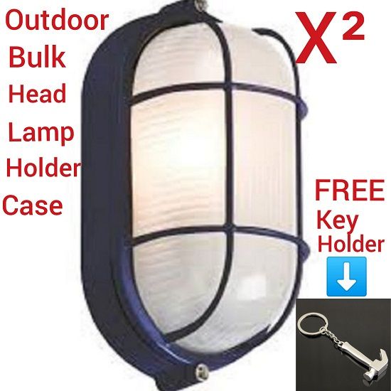 2 Pcs- Out Door- Door Entrance/ Fence Wall Bulk-Head Light Lamp Holder Case+FREE Key Holder