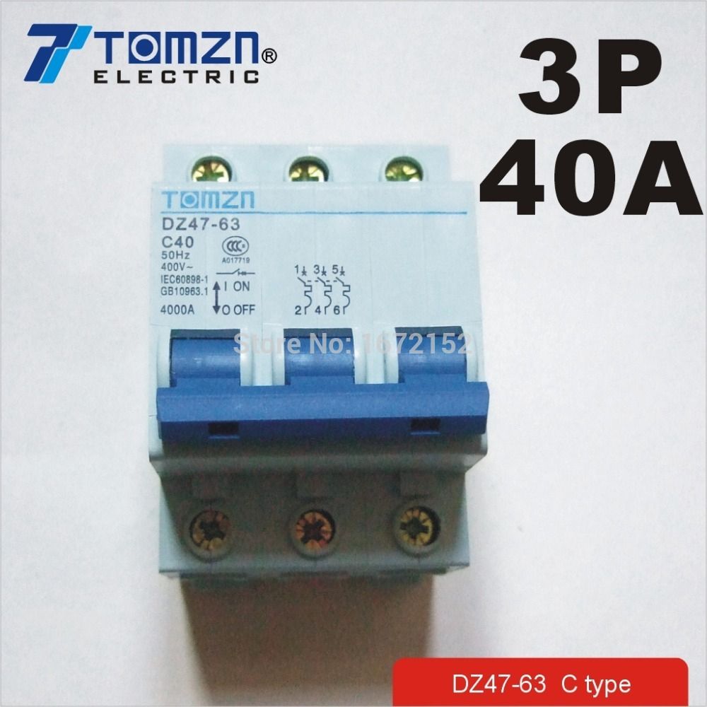 400V~ MCB Breaker 3P 60HZ 50HZ 40A Circuit