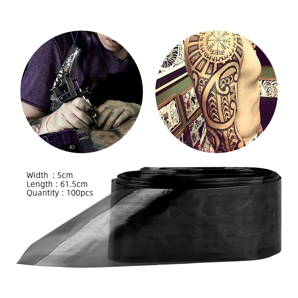 Anself 100PCS Clip Cord Sleeves Bags Disposable Covers for Tattoo Machine Plastic Black