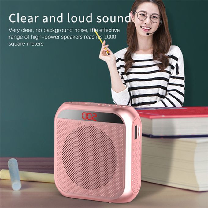 2200mAh Voice Amplifier Megaphone Booster Speaker W/Mic  Rose Gold