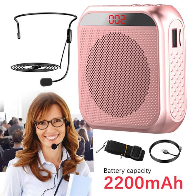 2200mAh Voice Amplifier Megaphone Booster Speaker W/Mic  Rose Gold