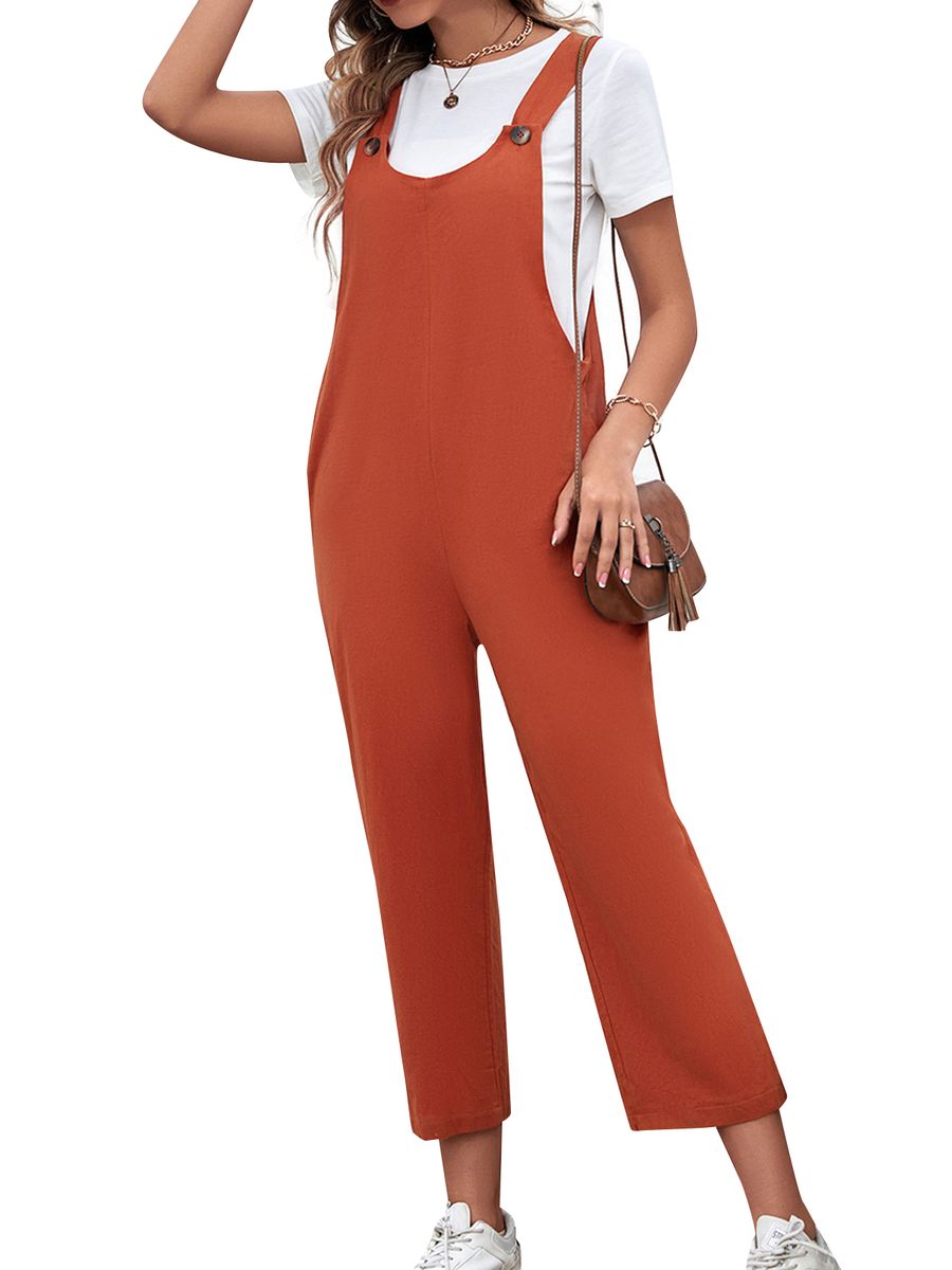 Women Jumpsuit Sleeveless Casual Crop Overalls