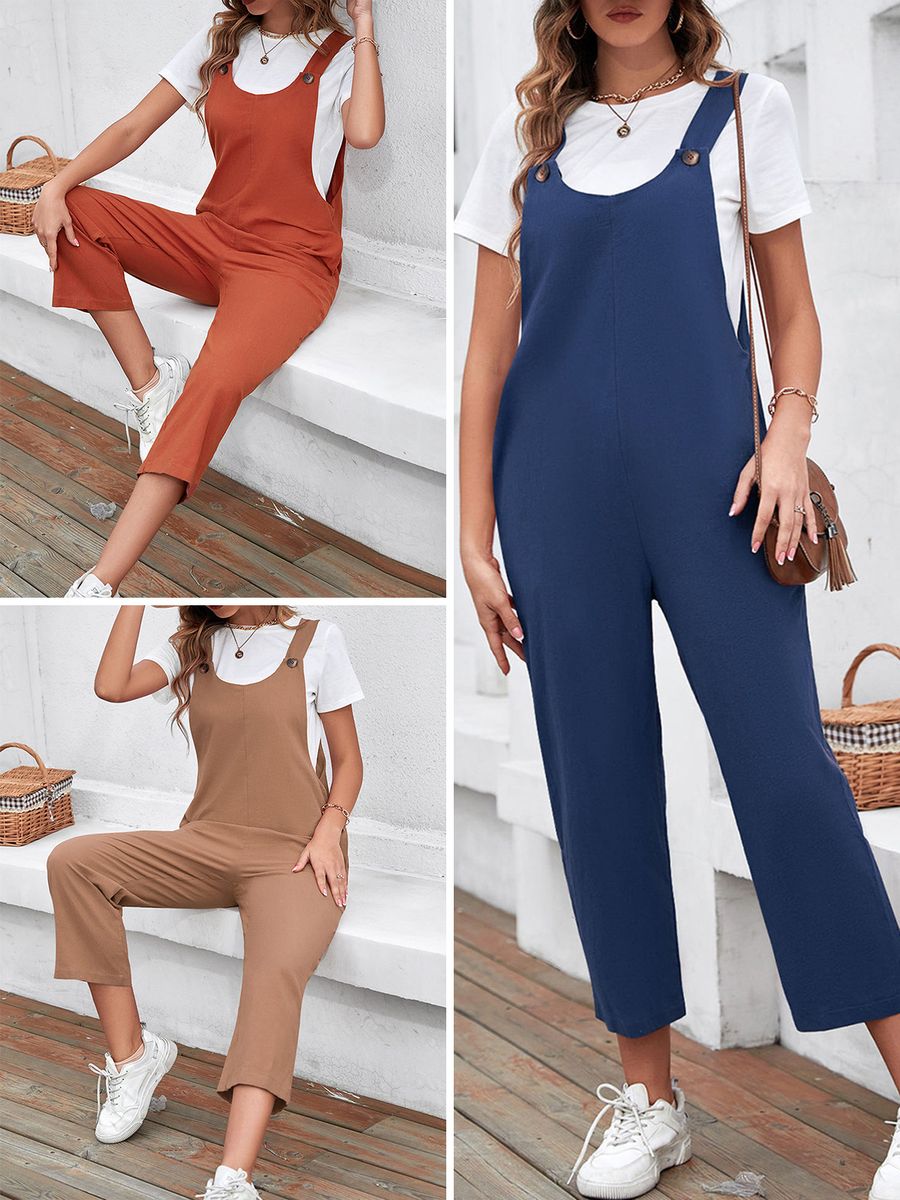 Women Jumpsuit Sleeveless Casual Crop Overalls