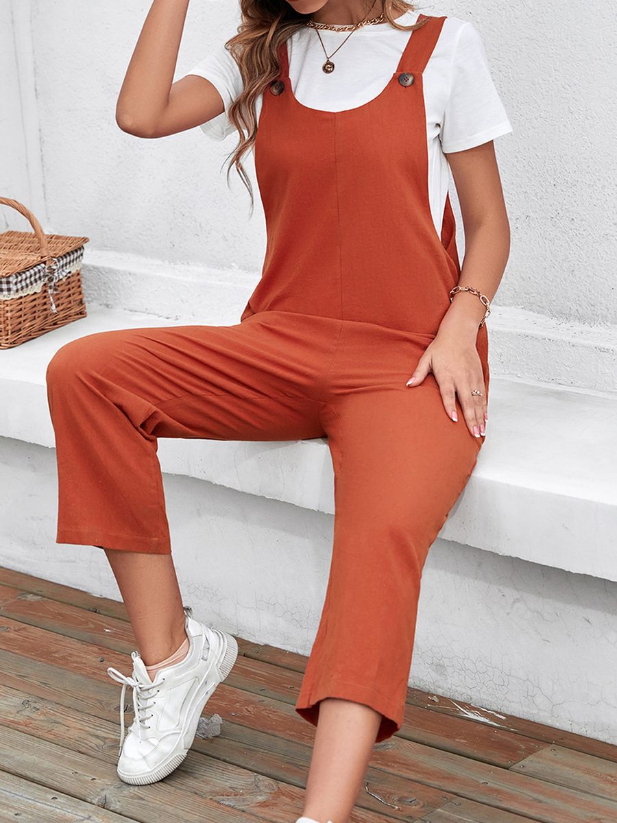 Women Jumpsuit Sleeveless Casual Crop Overalls