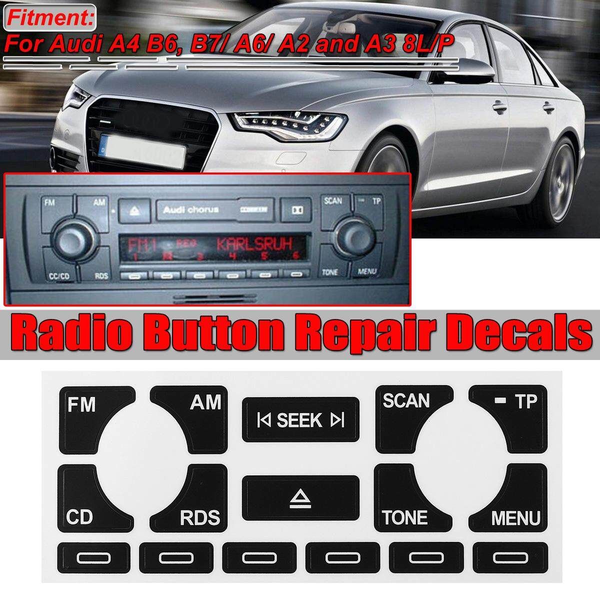 For Audi A4 B6 B7 A6 A2 And A3 8L/P Radio Stereo Worn Peeling Button Repair Decals Stickers