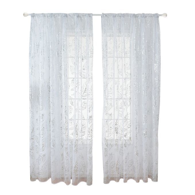 Sheer Curtains Feather Print Window Screen Curtains For