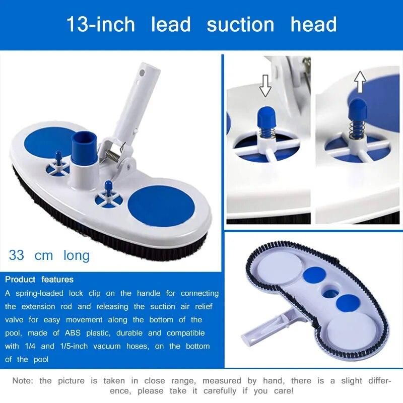 Swimming Pool Arc-Shaped Brush Pool Cleaner Swimming Pool Accessory Vacuum Suction Head 13" Durable Cleaner Brush Fast cleaning