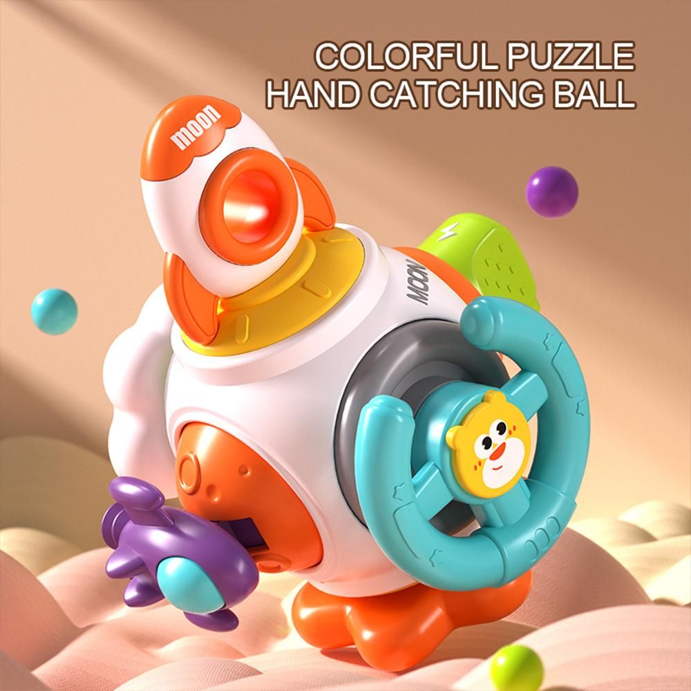 Busy Cube Cartoon Ball Busy Puzzle Hand Catch Ball Sensory Toy Educational Activity Cube for Baby Toddlers Busy Ball Toy with 6-side Balls Safe Educational Toy for Boys Girls