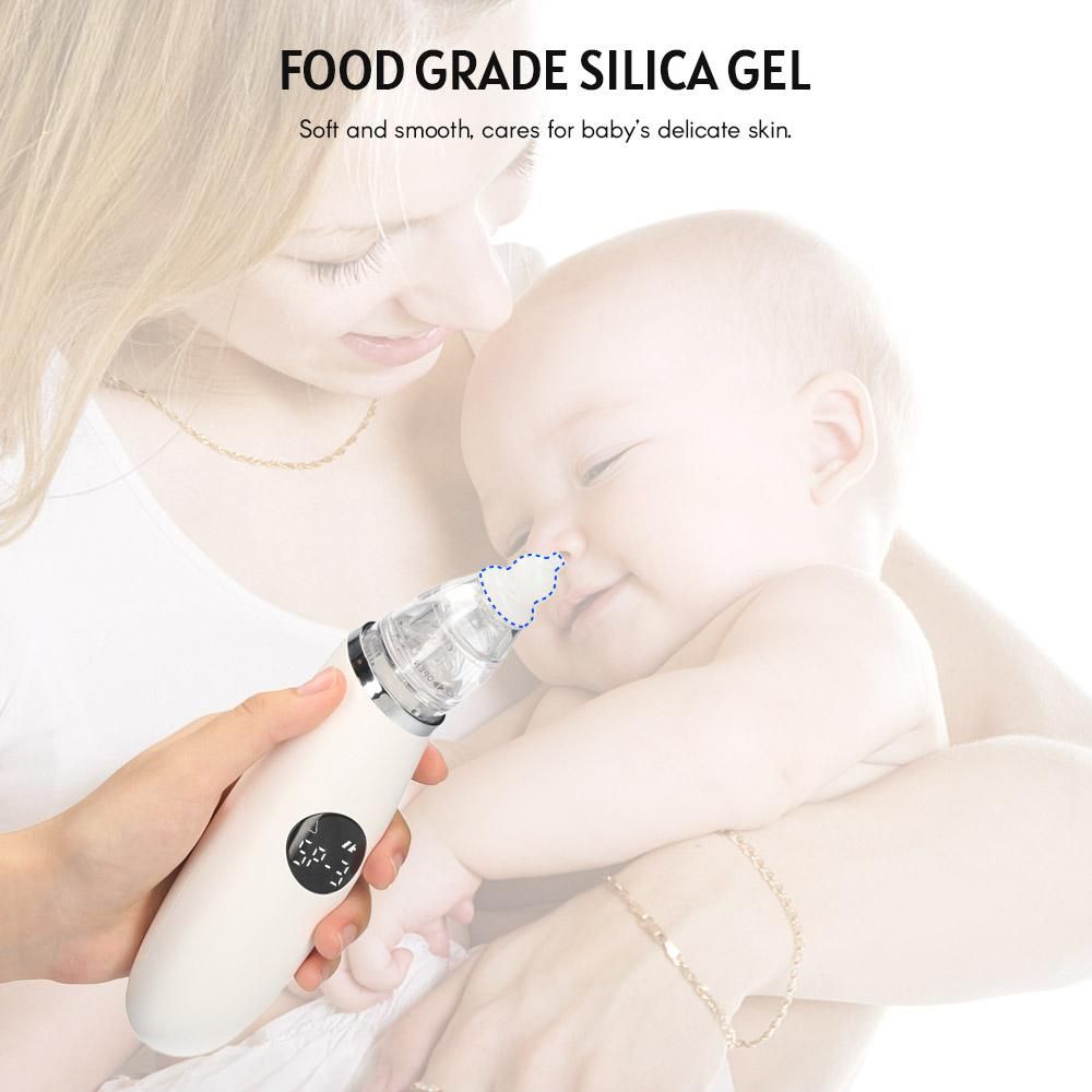 Baby Nasal Aspirator Electric Nose Suction Nose Cleaner with 3 Silicone Tips & Suction Levels LED Display Built-in Flashing Lights and Music