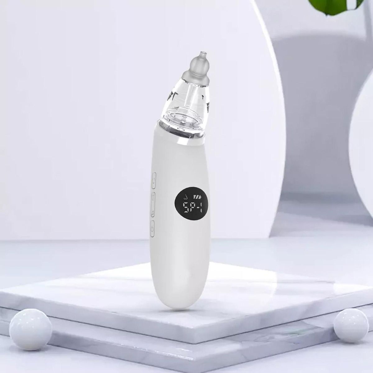 Baby Nasal Aspirator Electric Nose Suction Nose Cleaner with 3 Silicone Tips & Suction Levels LED Display Built-in Flashing Lights and Music