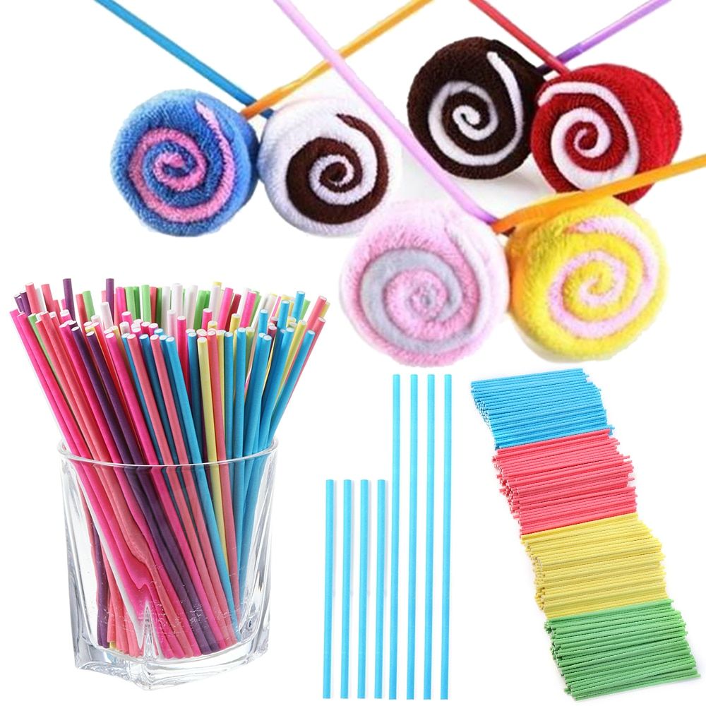 100pcs Colorful Lollipop Stick Food-Grade Plastic Sucker