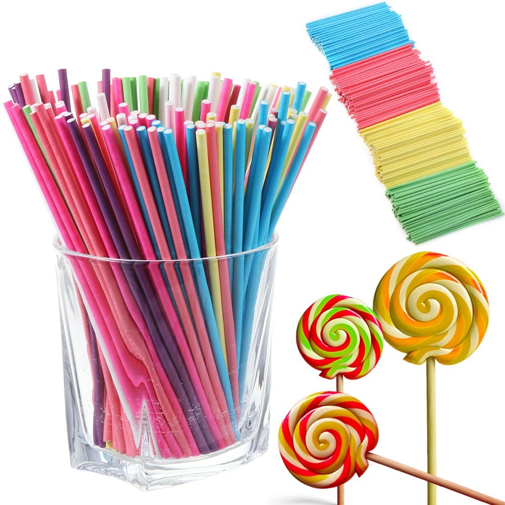 100pcs Colorful Lollipop Stick Food-Grade Plastic Sucker