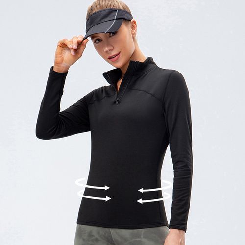 Women's Sport Tops,Autumn Winter Long Sleeve Running Gym Yoga T-Shirt（Black）