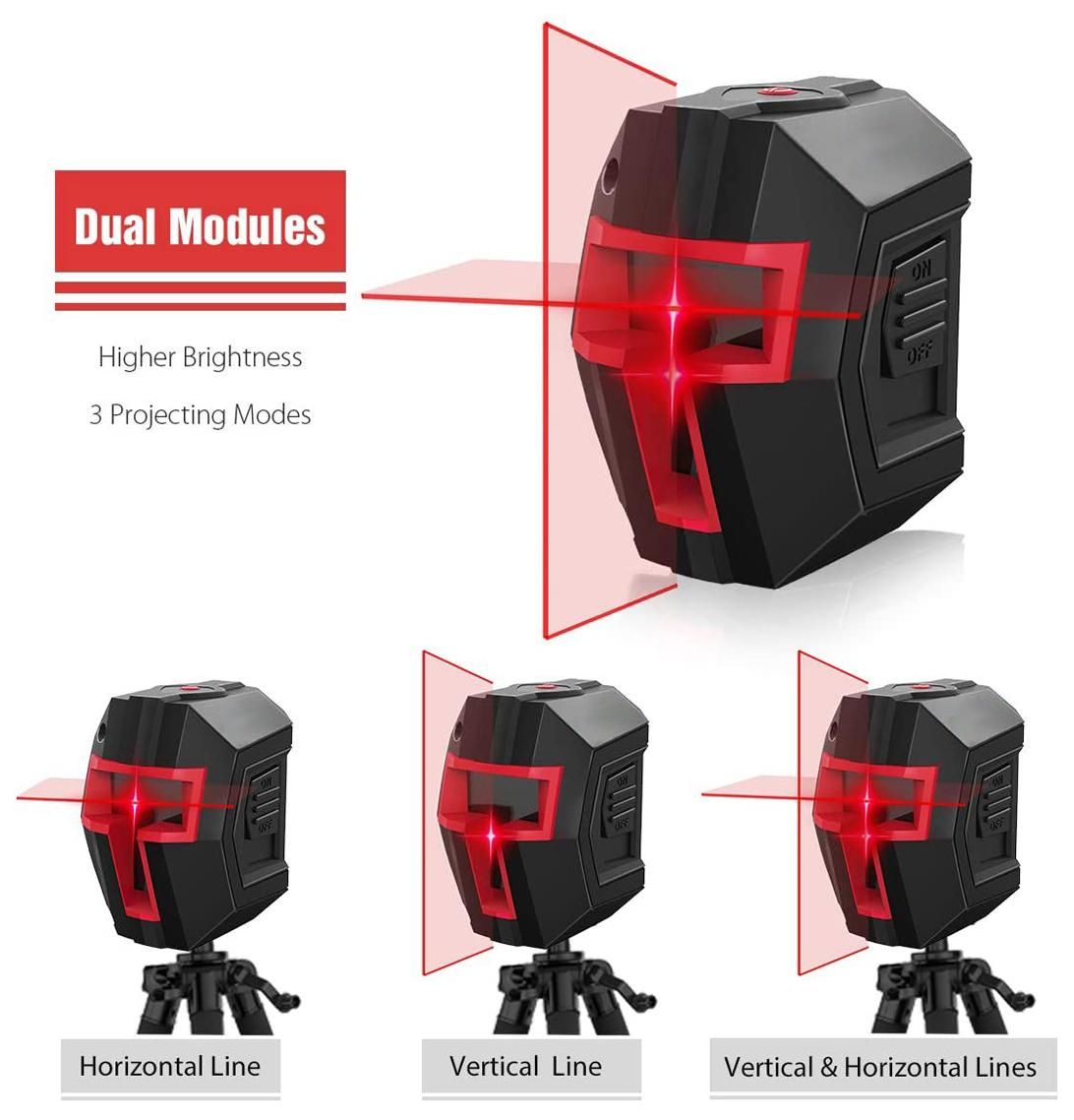 Dual module red laser line projector