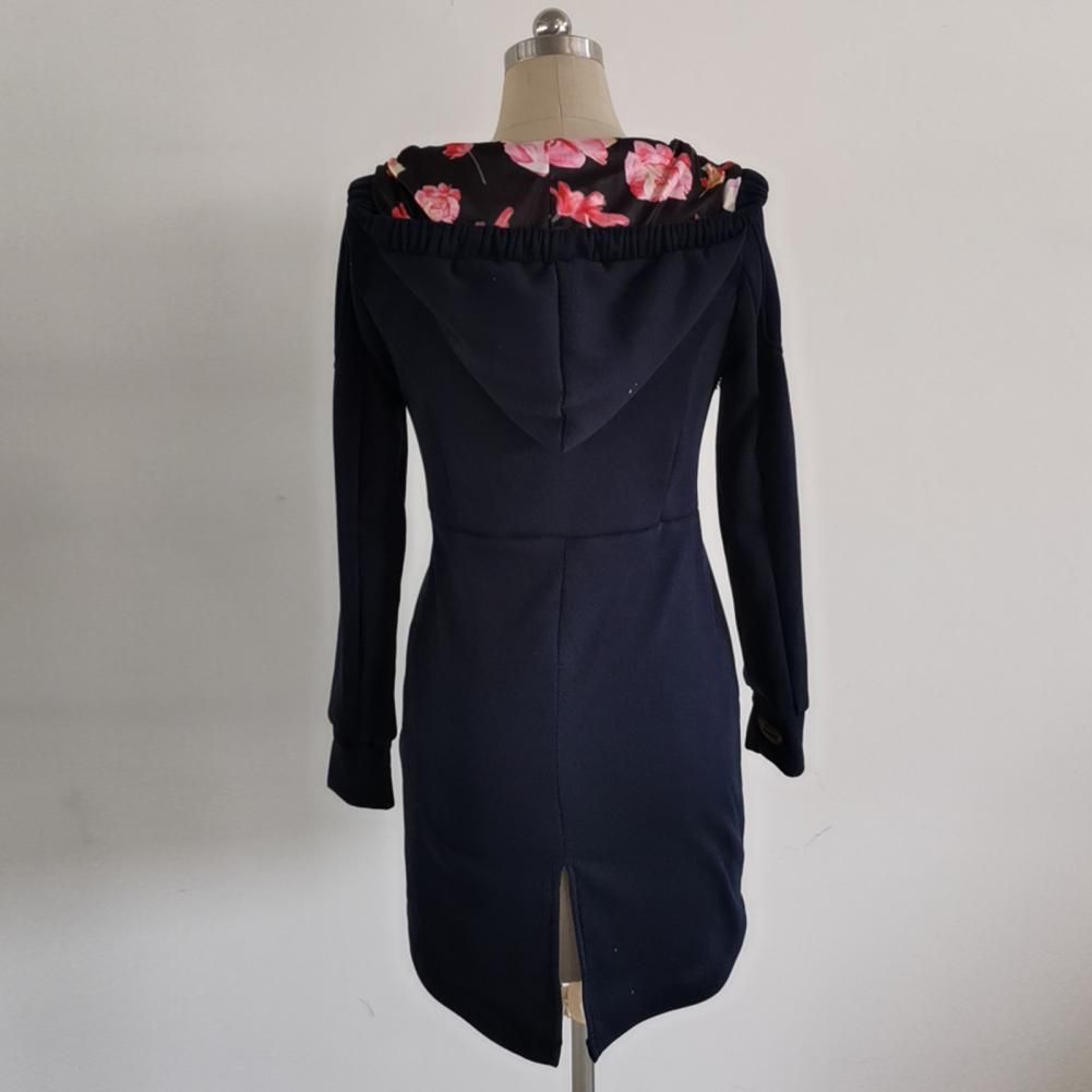 Women's Jackets Long Sleeve Coat Zip Irregular Floral Print Hood Jacket Lady Coat Autumn Winter Women Clothes