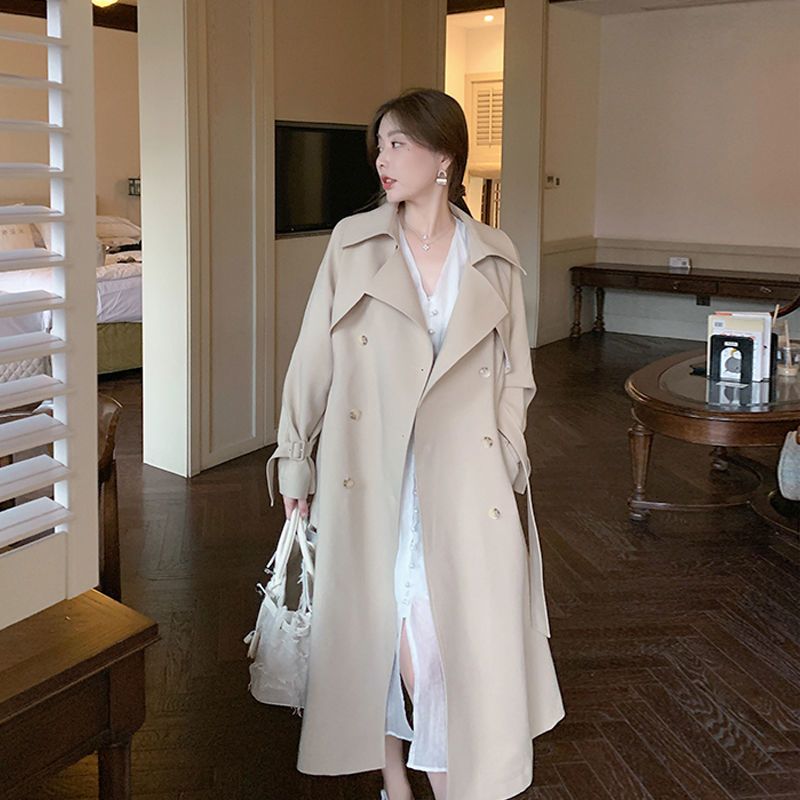 Cheap Wholesale 2021 New Korean Fashion Casual Long Trench Coat For Women Coats Ladies Work Wear Nice Female OL Jacket BAt162
