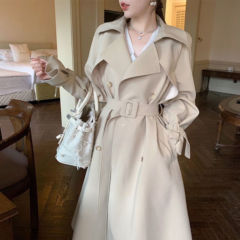 Cheap Wholesale 2021 New Korean Fashion Casual Long Trench Coat For Women Coats Ladies Work Wear Nice Female OL Jacket BAt162