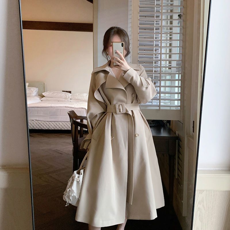 Cheap Wholesale 2021 New Korean Fashion Casual Long Trench Coat For Women Coats Ladies Work Wear Nice Female OL Jacket BAt162