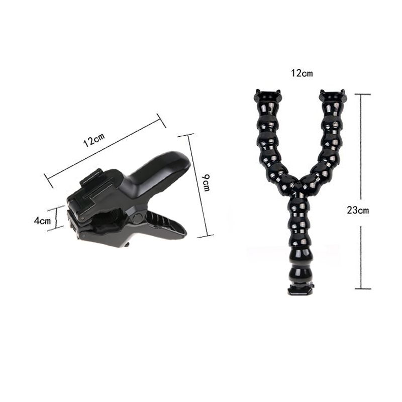 Clip Clamp Mount 360 Swivel Dual-head Flexible Tripod For GoPro HERO5 /4 /3 /2 /1 /SJCAM / Xiaomiyi Sport Cameras