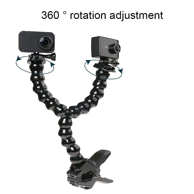 Clip Clamp Mount 360 Swivel Dual-head Flexible Tripod For GoPro HERO5 /4 /3 /2 /1 /SJCAM / Xiaomiyi Sport Cameras