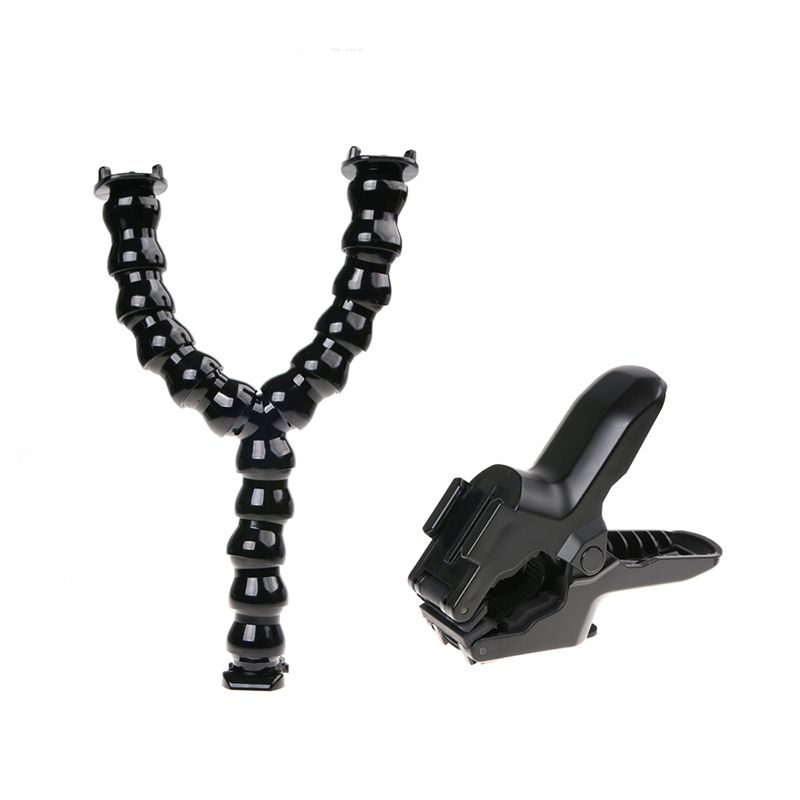 Clip Clamp Mount 360 Swivel Dual-head Flexible Tripod For GoPro HERO5 /4 /3 /2 /1 /SJCAM / Xiaomiyi Sport Cameras