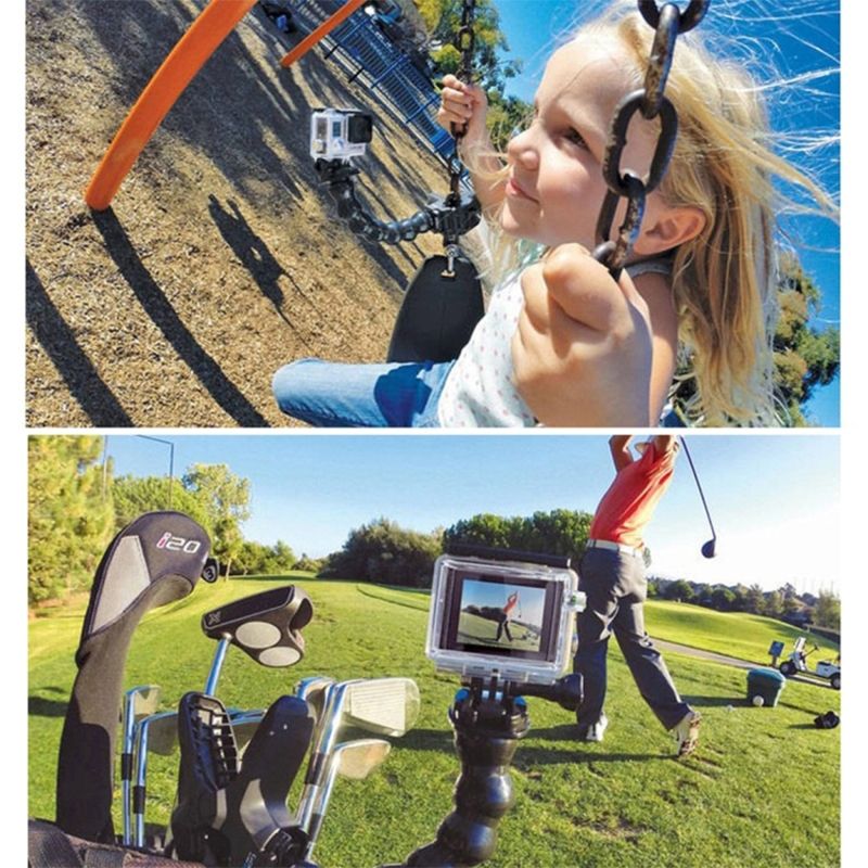 Clip Clamp Mount 360 Swivel Dual-head Flexible Tripod For GoPro HERO5 /4 /3 /2 /1 /SJCAM / Xiaomiyi Sport Cameras