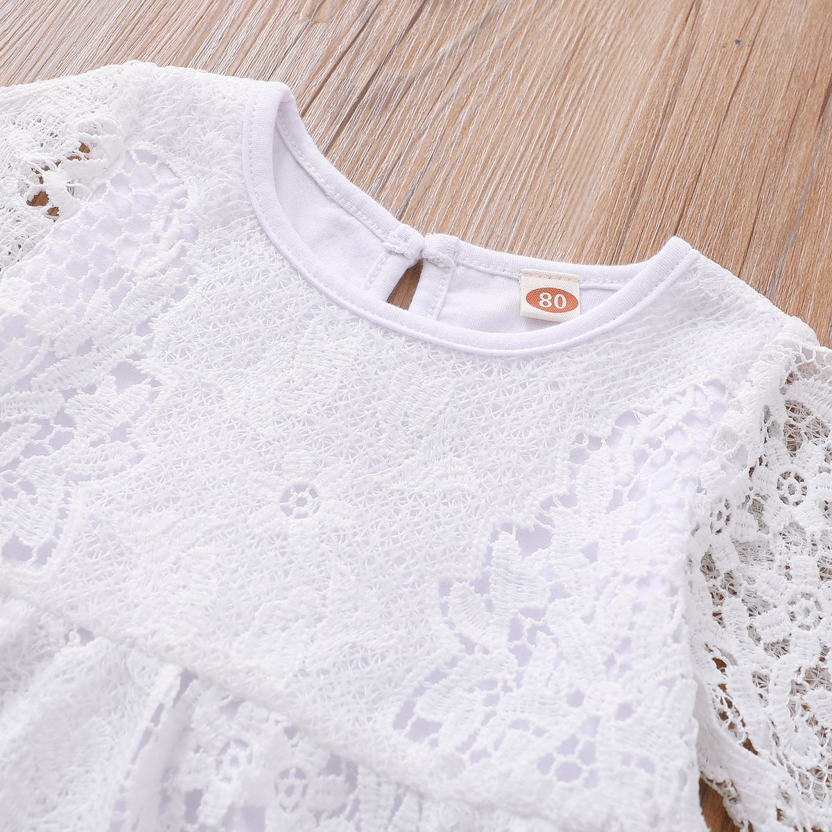 Baby Girls Gorgeous Lace Patchwork Blouse With Ripped Holes Jeans