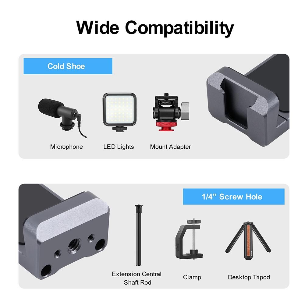 Cold Shoes Aluminum Alloy Phone Clamp Holder Bracket Horizontal and Vertical Photography Quick Release Mobile Phone Clip