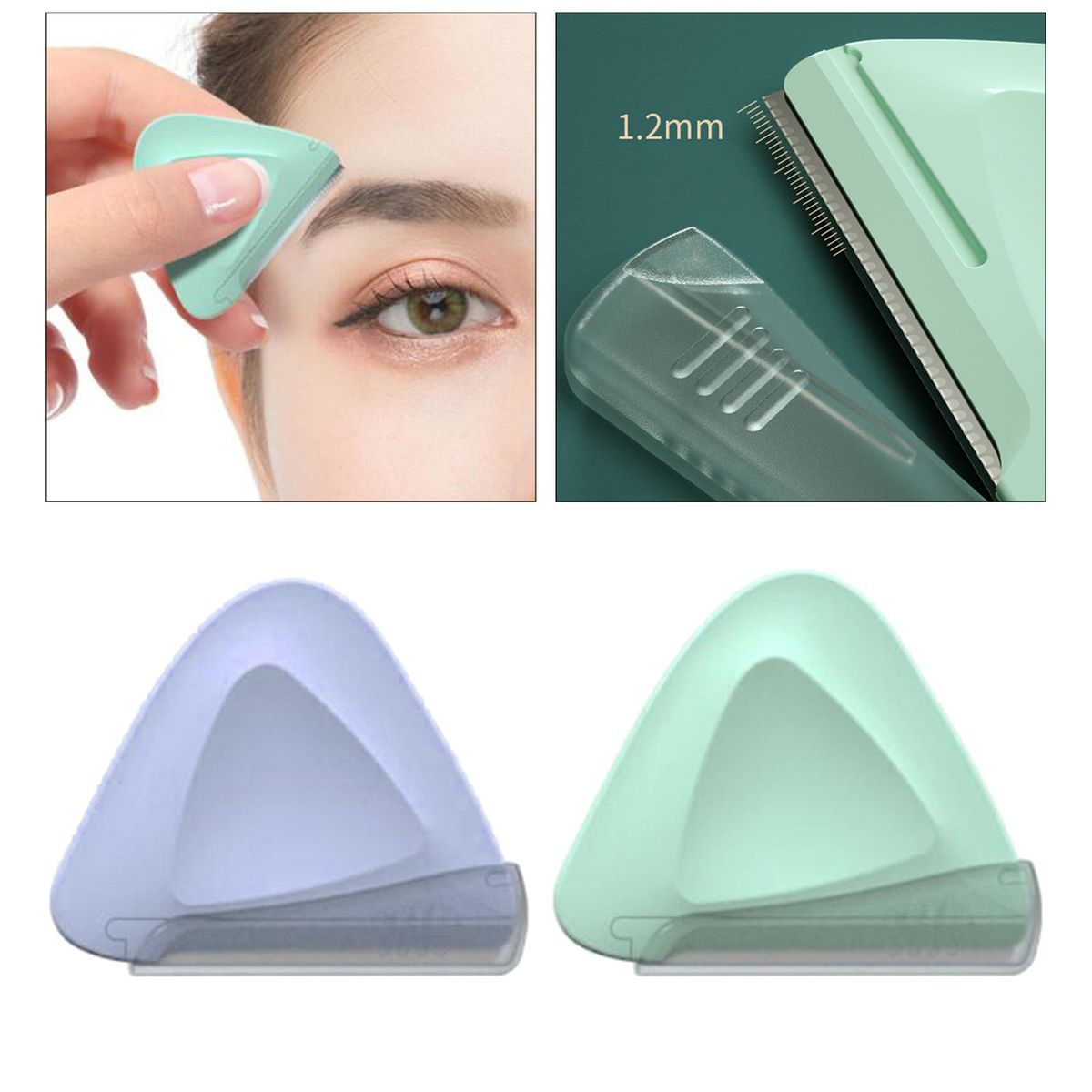 2x Eyebrow Trimmer Stainless Steel Shaving  Removerl Purple Green