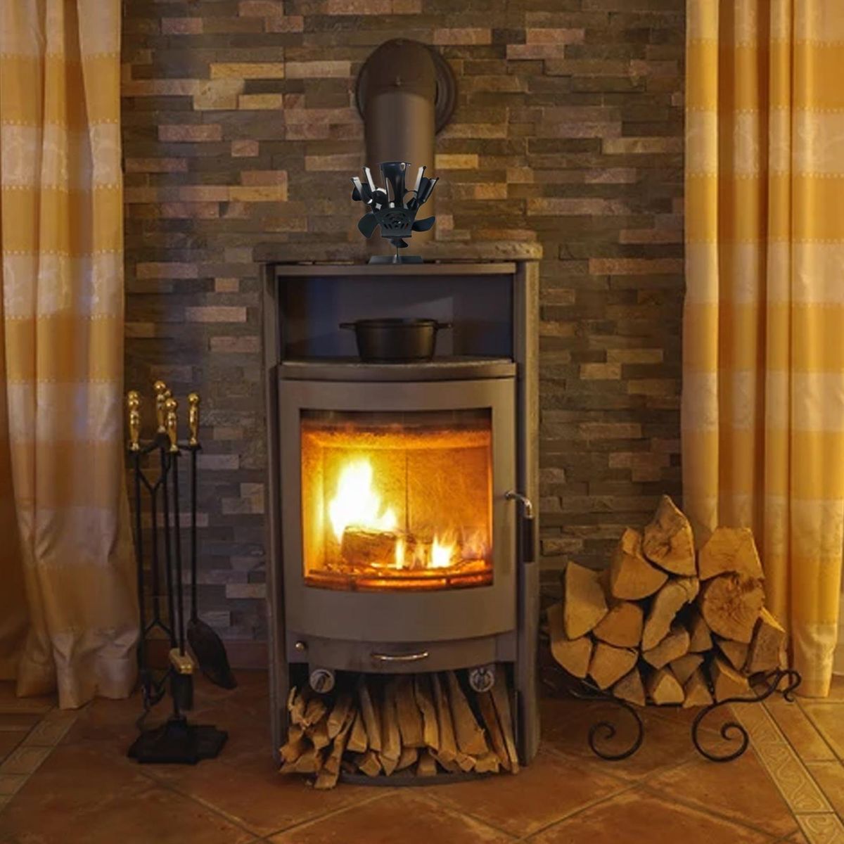 6 Blade Fireplace Fan for Wood Burning Stove Heat Powered Fan Wood Burning Stove
