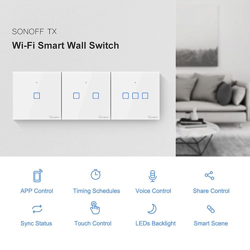 WIFI Wall Switch 1/2/3 Gang TX Series Intelligent