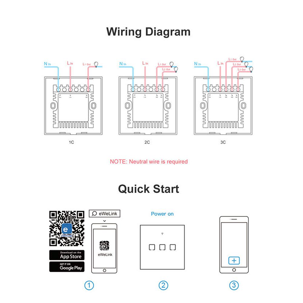 WIFI Wall Switch 1/2/3 Gang TX Series Intelligent