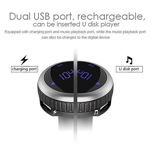 Wireless Bluetooth FM Transmitter Car Charger, Car Radio Adapter MP3 Player Music Hands-free Car Kit With LED Display ,Support TF Card And USB Flash Disk Play (Black) By HT