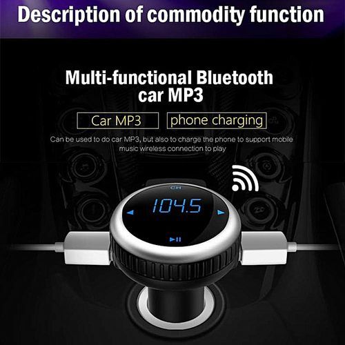 Wireless Bluetooth FM Transmitter Car Charger, Car Radio Adapter MP3 Player Music Hands-free Car Kit With LED Display ,Support TF Card And USB Flash Disk Play (Black) By HT