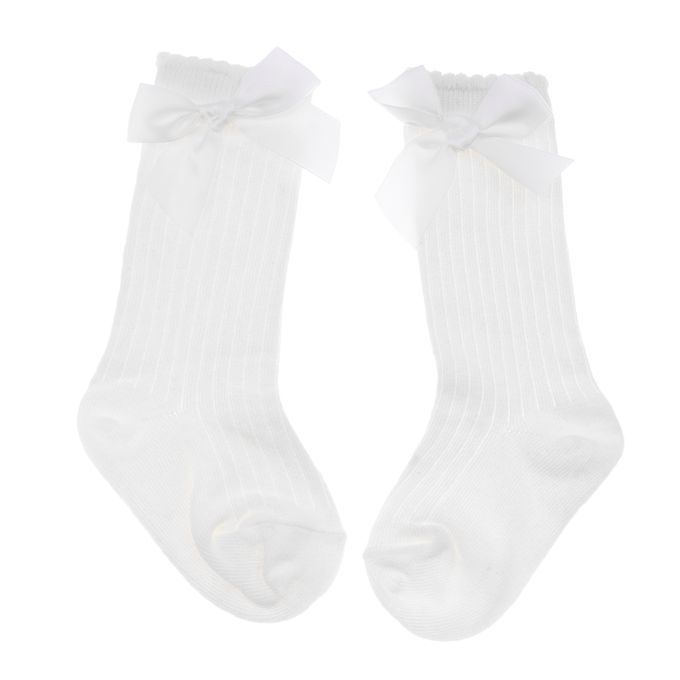 Baby Girls Knee High Socks Bowknot Toddler Babies School White 2-4T