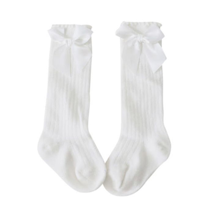 Baby Girls Knee High Socks Bowknot Toddler Babies School White 2-4T