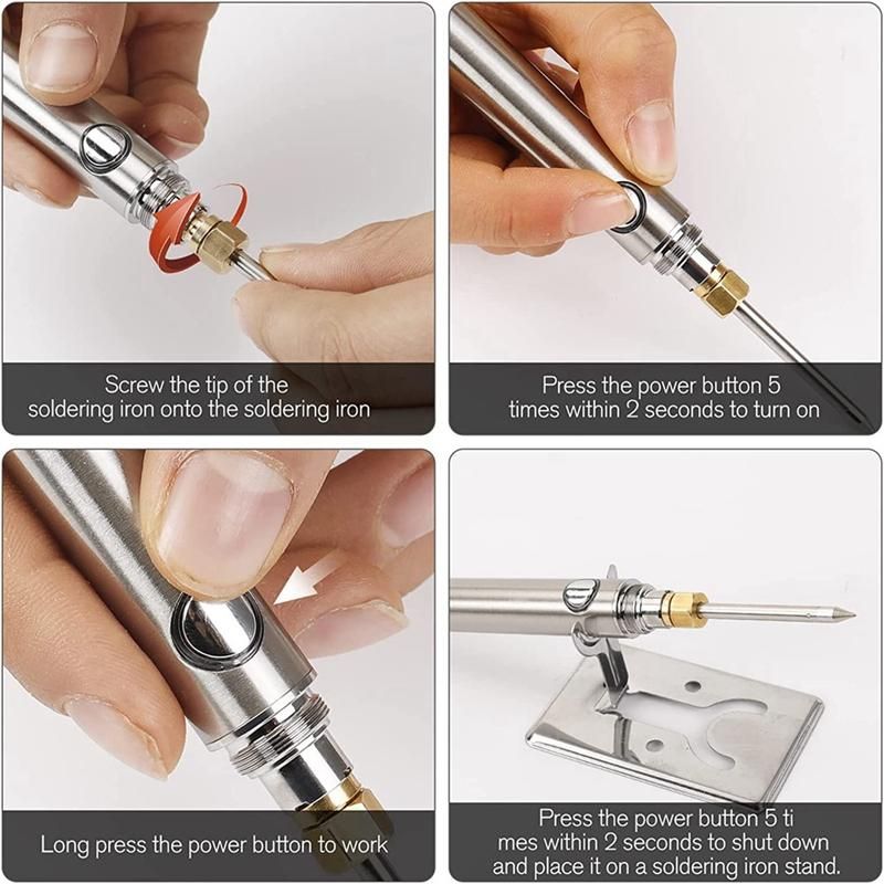 Portable Cordless Soldering Iron USB Rechargeable, Solder Pe