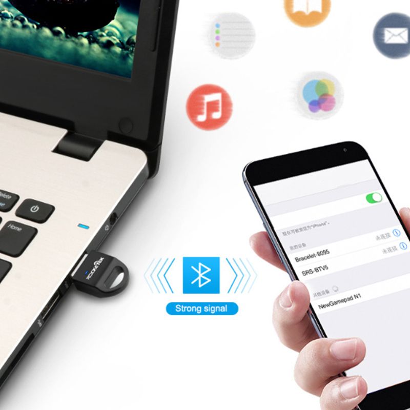 ROCKETEK CSR 4.0 A2DP Bluetooth Adapter USB Dongle For PC