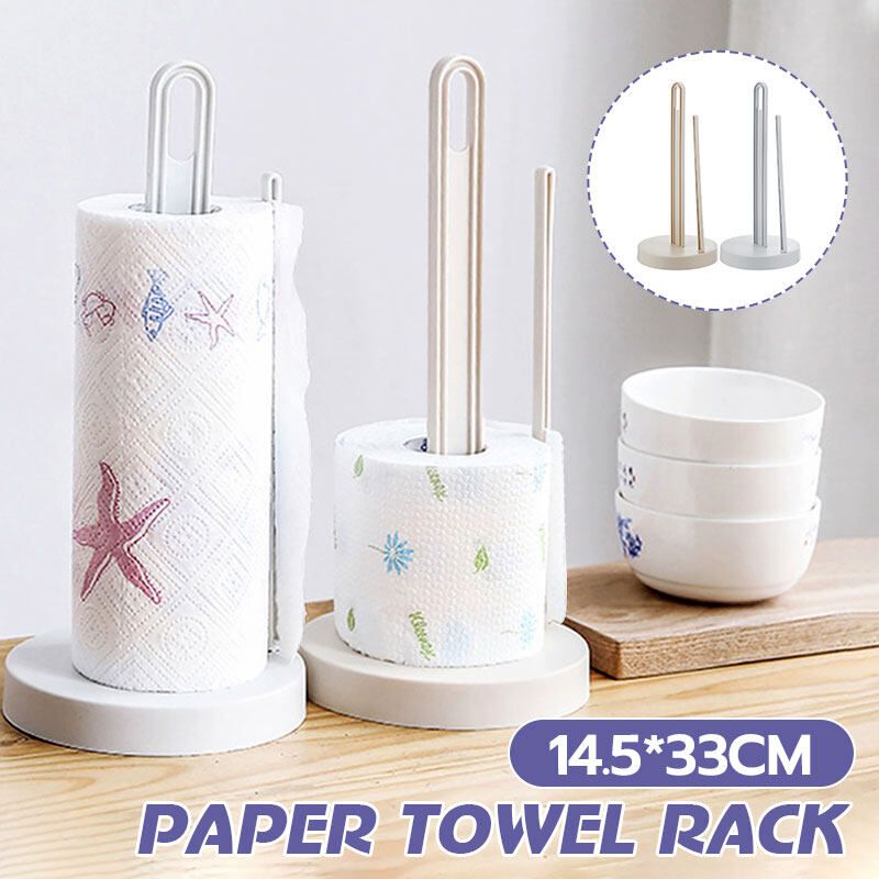 1pcs Paper Towel Holder UHBGT Kitchen Paper Hanger Rack Bathroom Towel Roll Stand Organizer Countertop Wooden Plastic Material For Cabinet Table Kitchen Paper Napkin Rack Creative Desktop Free-punch Paper Towel Rack Storage R