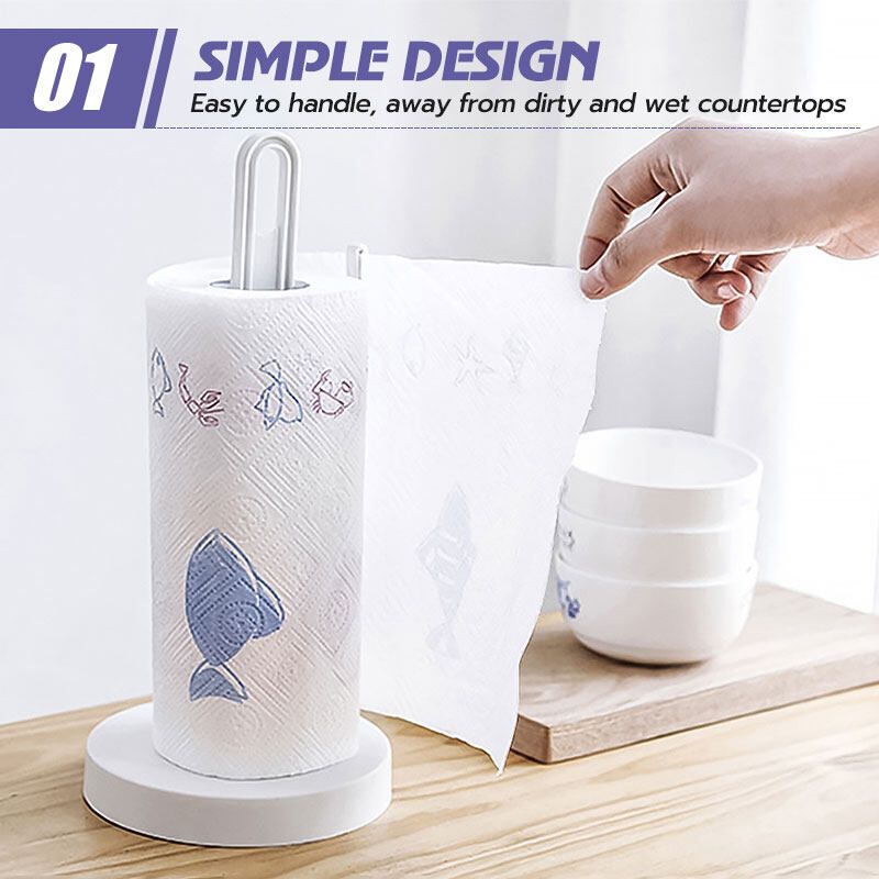 1pcs Paper Towel Holder UHBGT Kitchen Paper Hanger Rack Bathroom Towel Roll Stand Organizer Countertop Wooden Plastic Material For Cabinet Table Kitchen Paper Napkin Rack Creative Desktop Free-punch Paper Towel Rack Storage R