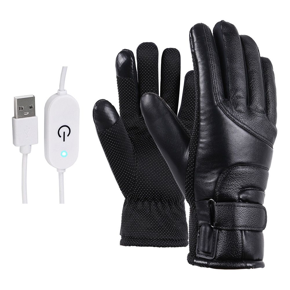 Motorcycle Gloves Heated Gloves USB Winter Thermal Waterproof Heated Guantes Moto Touch Screen Motorbike Racing Riding Gloves Stepless Control