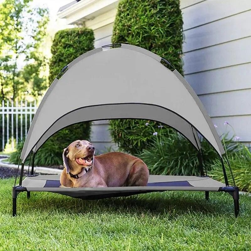 Outdoor Dog Bed Elevated Pet Cot With Removable Canopy Shade Tent Portable Raised Pet Cot Cooling Bed For Camping Beach