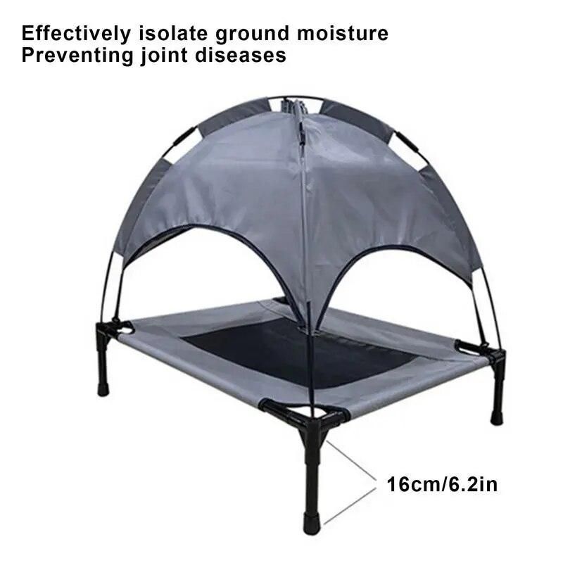 Outdoor Dog Bed Elevated Pet Cot With Removable Canopy Shade Tent Portable Raised Pet Cot Cooling Bed For Camping Beach