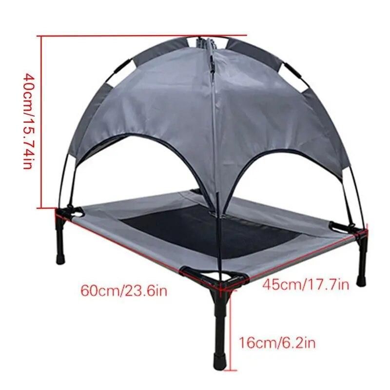 Outdoor Dog Bed Elevated Pet Cot With Removable Canopy Shade Tent Portable Raised Pet Cot Cooling Bed For Camping Beach
