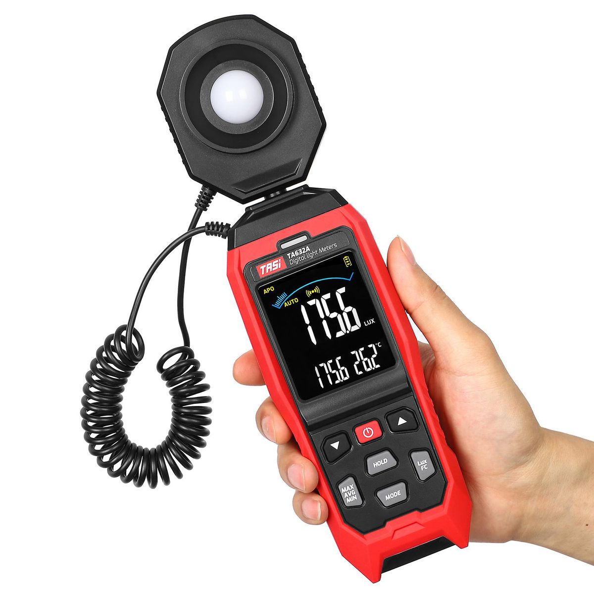TASI TA632A LCD Digital Light Meter Mini Digital Lux Meter Handheld Illuminometer Luminometer Photometer Luxmeter Light Meter 0-200000 Lux