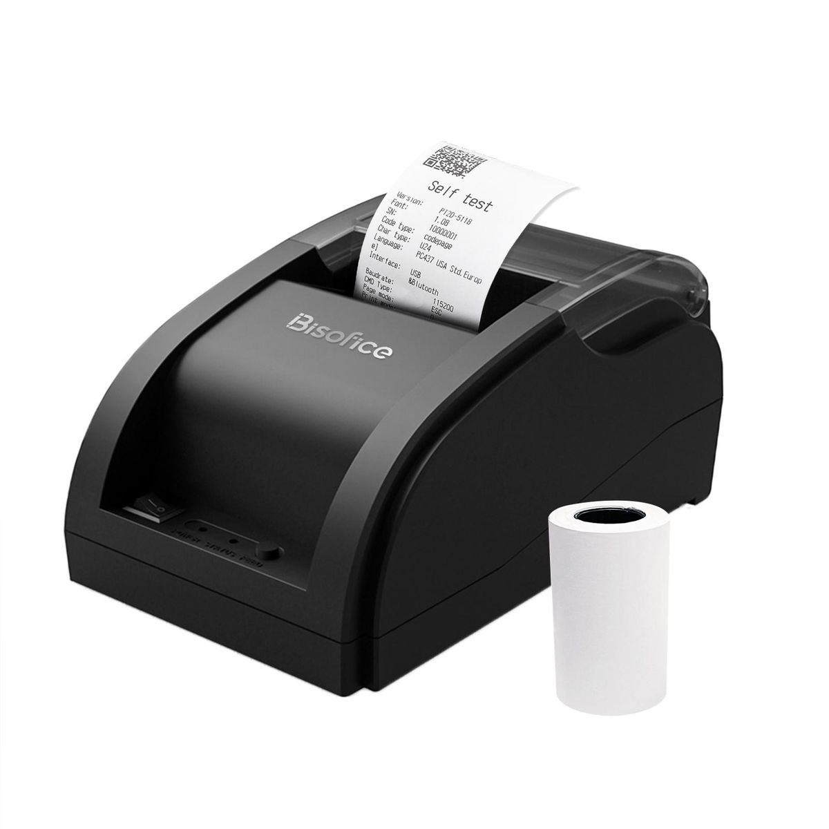 Bisofice Desktop 58mm Thermal Receipt Printer Wireless Barcode Printer USB+BT Connections with 1 Roll Paper Inside Support ESC Command Cashbox Connecting Compatible with Windows Android iOS System for Supermarket Retail Store