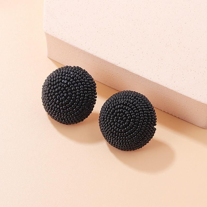 New Colorful Vintage Tiny Bead Bohemian Stud Earrings For Women Handmade Ball Black White Wedding Party Daily Jewelry Earrings