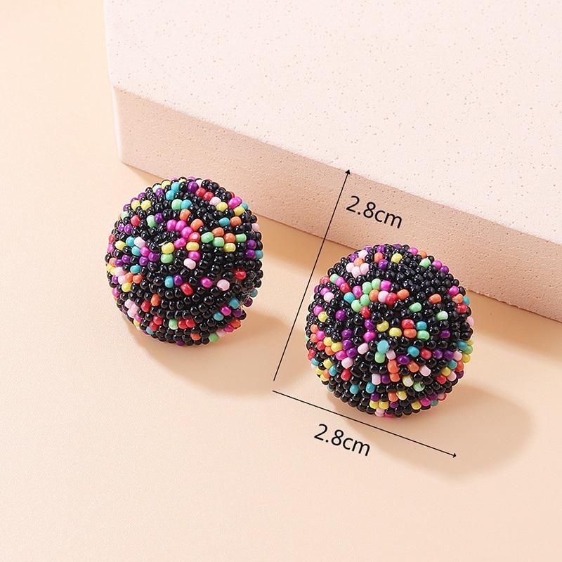 New Colorful Vintage Tiny Bead Bohemian Stud Earrings For Women Handmade Ball Black White Wedding Party Daily Jewelry Earrings