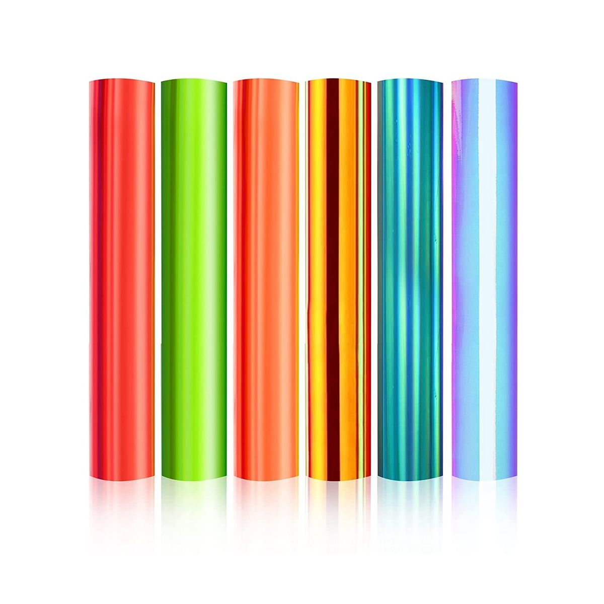 6 Sheets Holographic Vinyl Chrome Gold Adhesive, for Cameo,Chrome,Red
