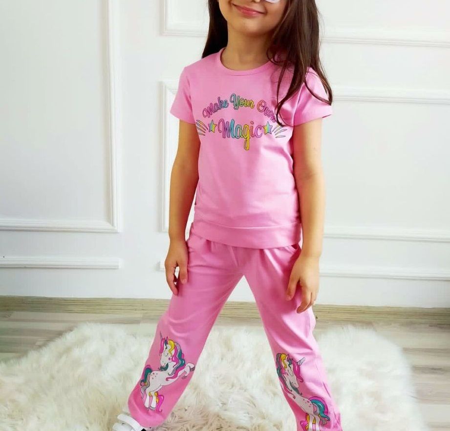 GIRL  UNICORN DESIGN 2PSC SET - PINK